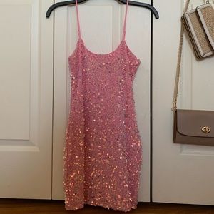 LUCY IN THE SKY Pink Sequin Dress—Small